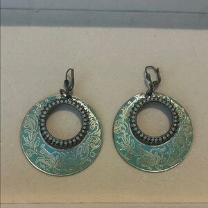 Catherine Popesco Turquoise Filigree Circle Drop Earrings